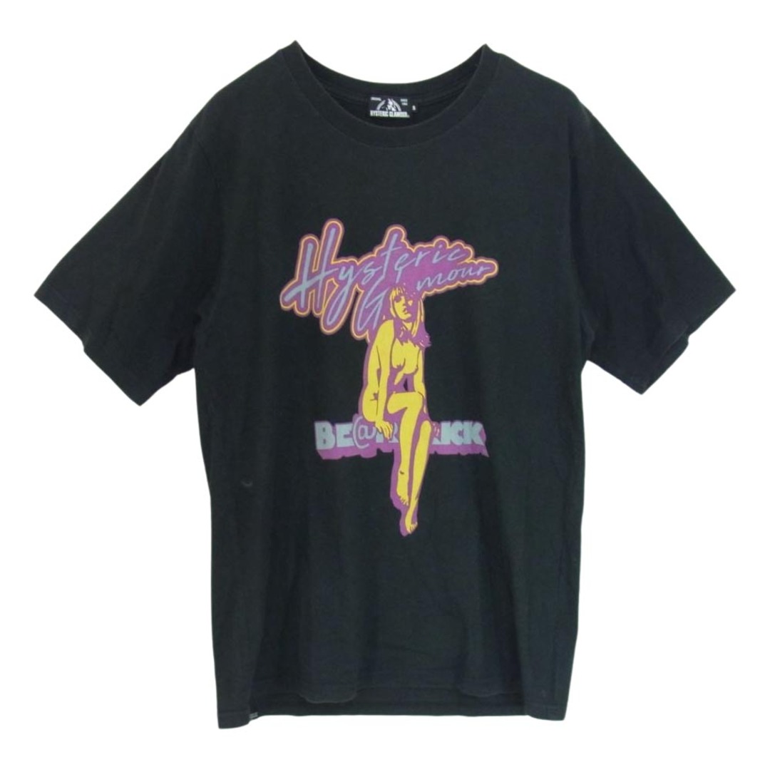 HYSTERIC GLAMOUR ヒステリックグラマー 02202CT22 × MEDICOM TOY メディコムトイ ガールプリント 半袖 Tシャツ ブラック系 S