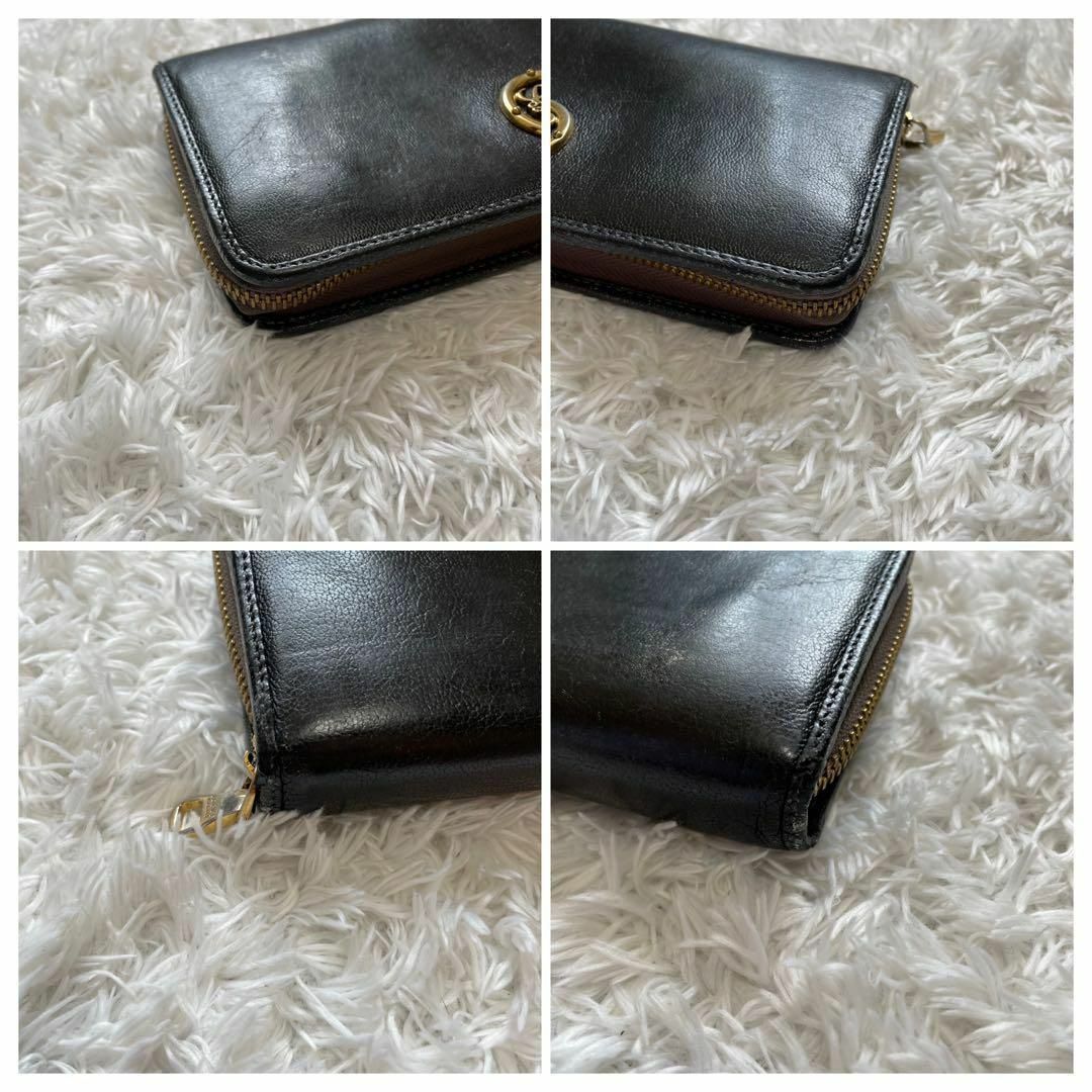 美品✨ロエベ 長財布 アナグラム ゴールド金具 ラウンドファスナー レザー 黒