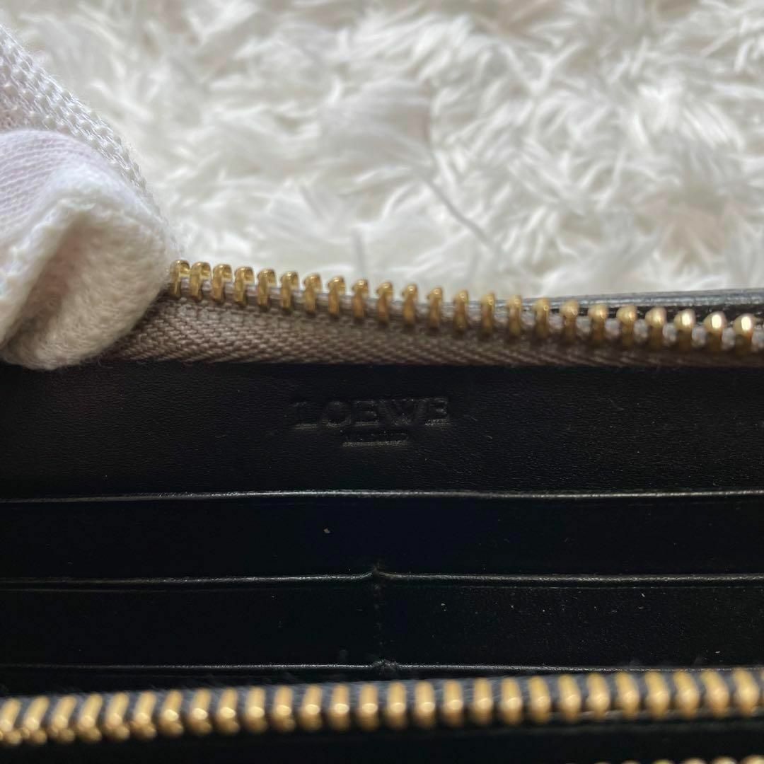 美品✨ロエベ 長財布 アナグラム ゴールド金具 ラウンドファスナー レザー 黒