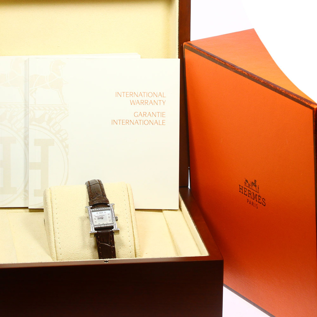 Hermes(エルメス)のエルメス HERMES HH1.130 Hウォッチ ミニ ダイヤベゼル 11P クォーツ レディース 箱・保証書付き_771012 レディースのファッション小物(腕時計)の商品写真