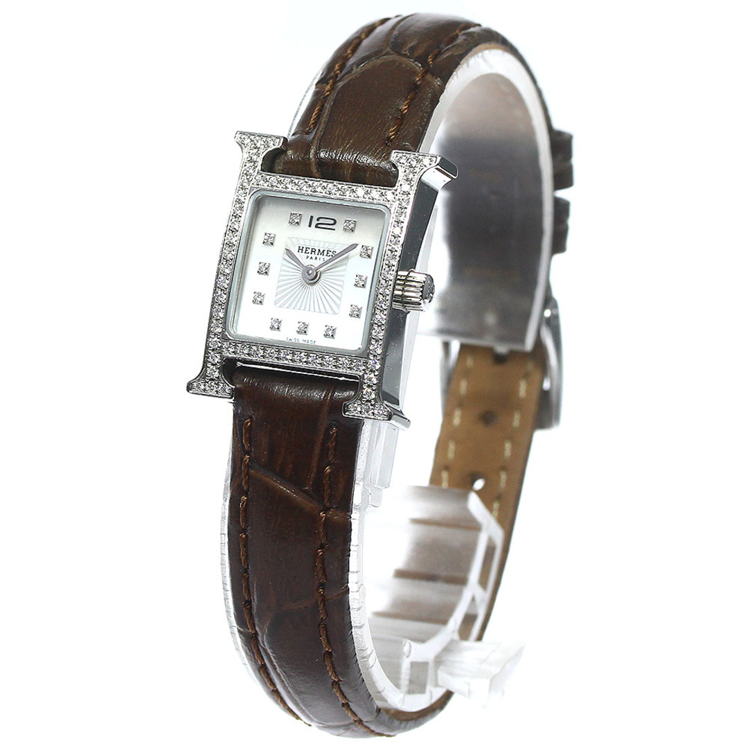 Hermes(エルメス)のエルメス HERMES HH1.130 Hウォッチ ミニ ダイヤベゼル 11P クォーツ レディース 箱・保証書付き_771012 レディースのファッション小物(腕時計)の商品写真