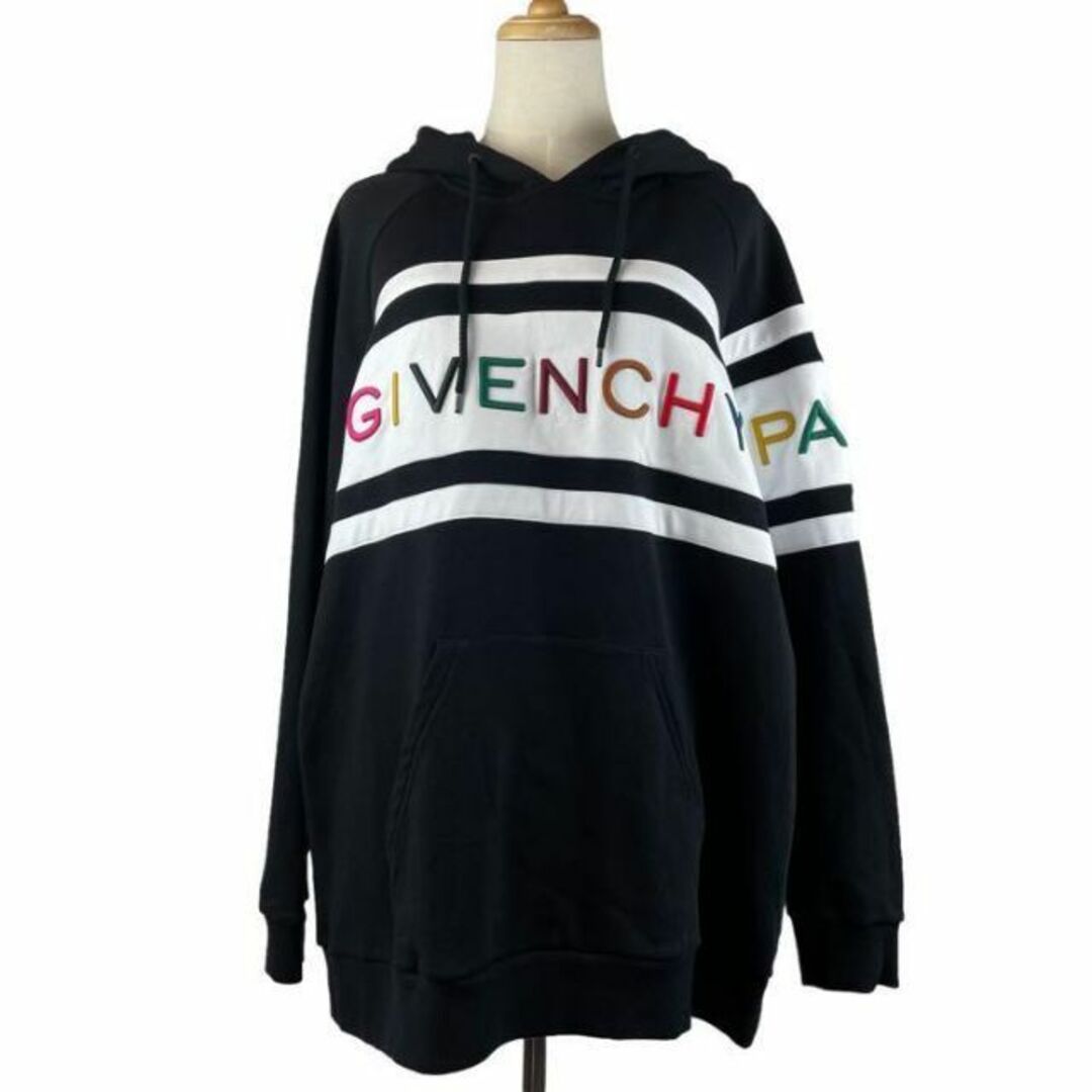 【美品】GIVENCHY★マルチカラーロゴ★パーカー★サイズXXL★ブラック