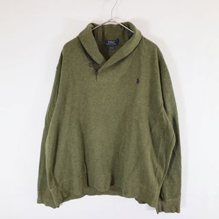 ポロラルフローレン(POLO RALPH LAUREN)のSALE/ Polo by Ralph Lauren ポロバイラルフローレン ワンポイントロゴ スウェット 防寒 ショールカラー グリーン (メンズ XL)  N6854(スウェット)