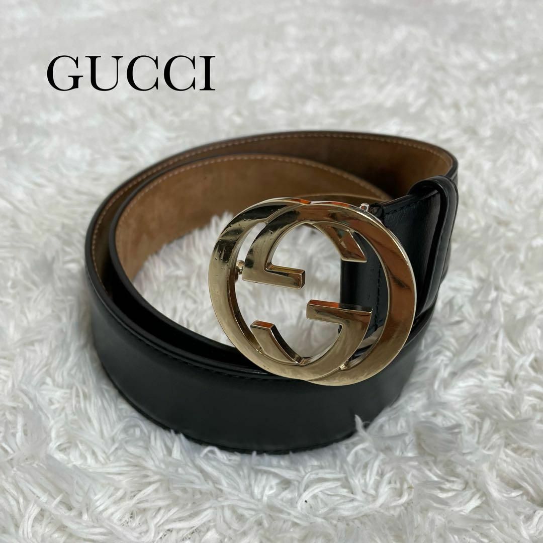 Gucci - 美品✨グッチ ベルト インターロッキング ゴールド金具 GG