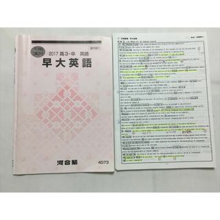 TJ33-050 河合塾 早大英語 2017 高3・卒 英語 冬期講習 仲野秀人 10m0B