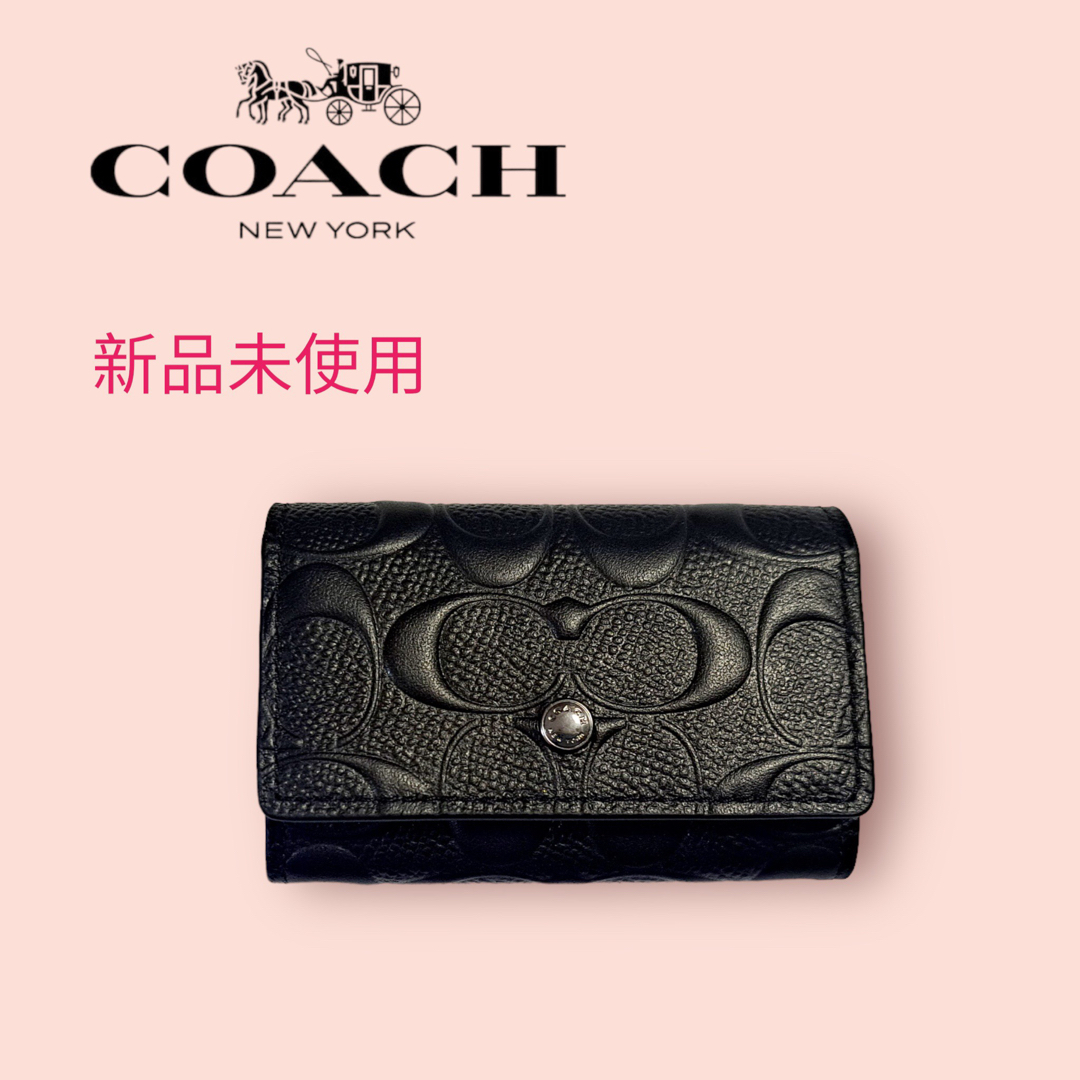 新品未使用品コーチ袋付きCOACHシグネチャーカーキ色ブラック