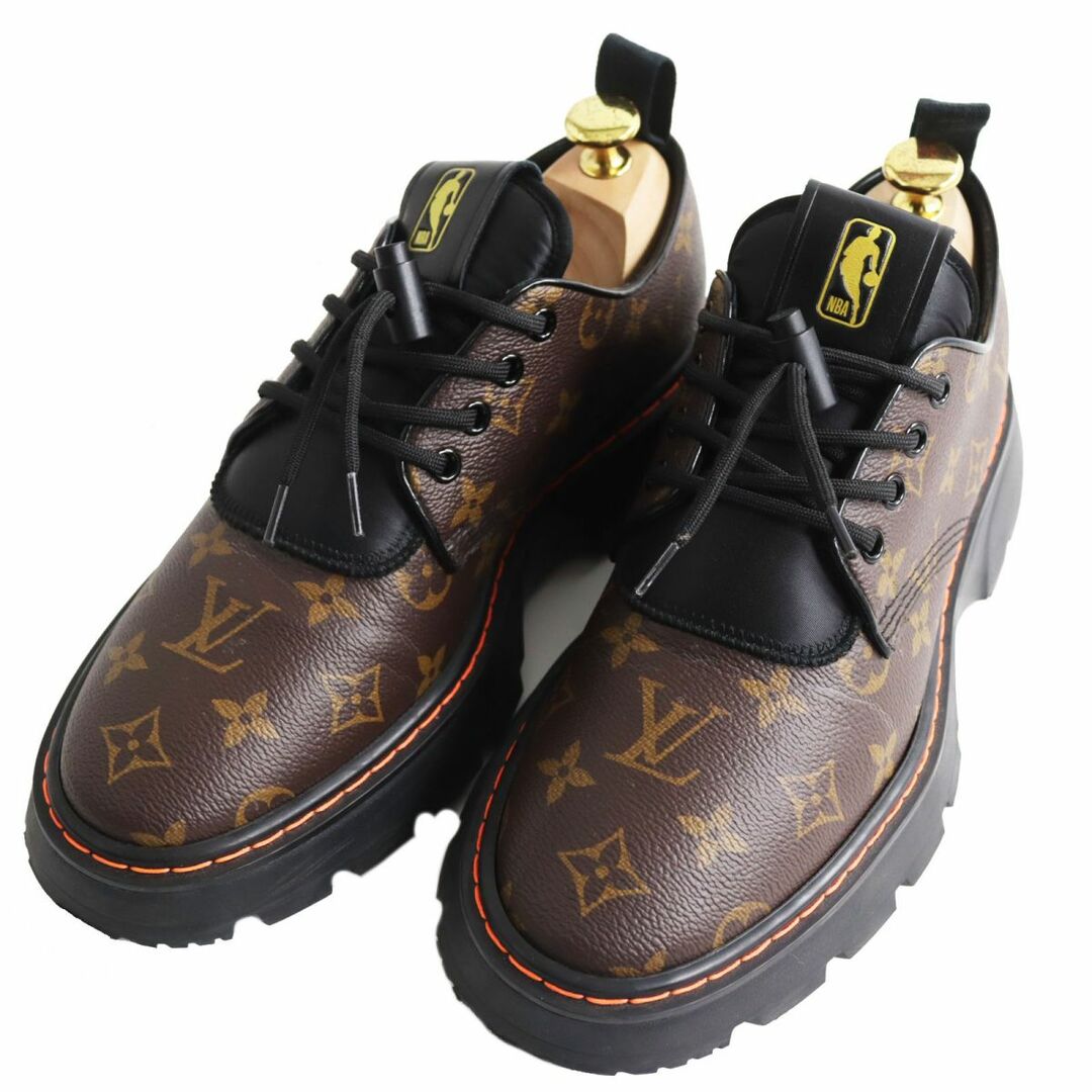 美品●2021年製 LOUIS VUITTON×NBA ルイヴィトン 1A9048 LVボールド・ライン モノグラムキャンバス ダービーシューズ ブラウン 6 伊製