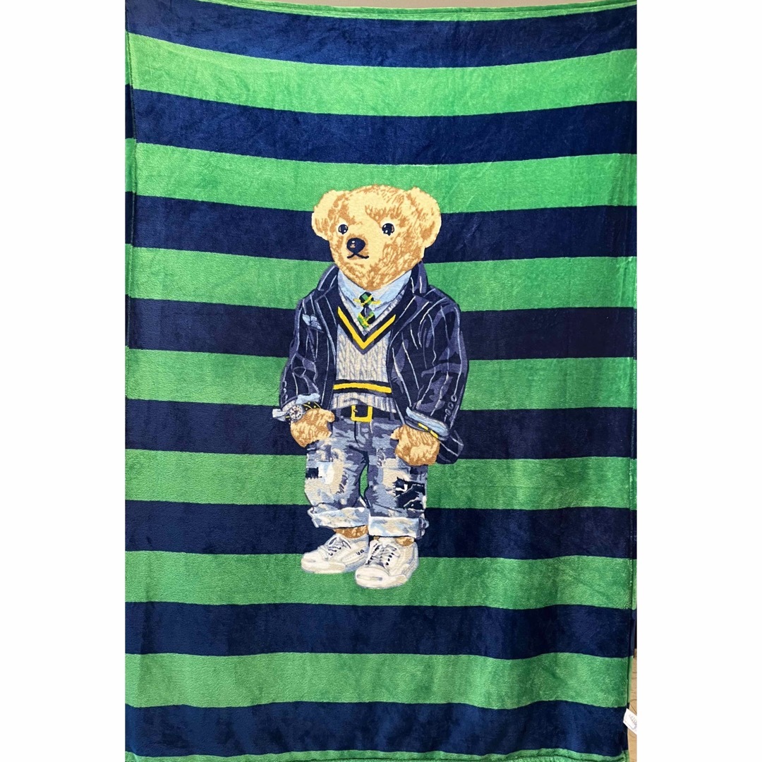 POLO RALPH LAUREN(ポロラルフローレン)のポロ ラルフローレン ブランケット POLO bear ポロベア クマ 毛布青緑 インテリア/住まい/日用品の寝具(毛布)の商品写真