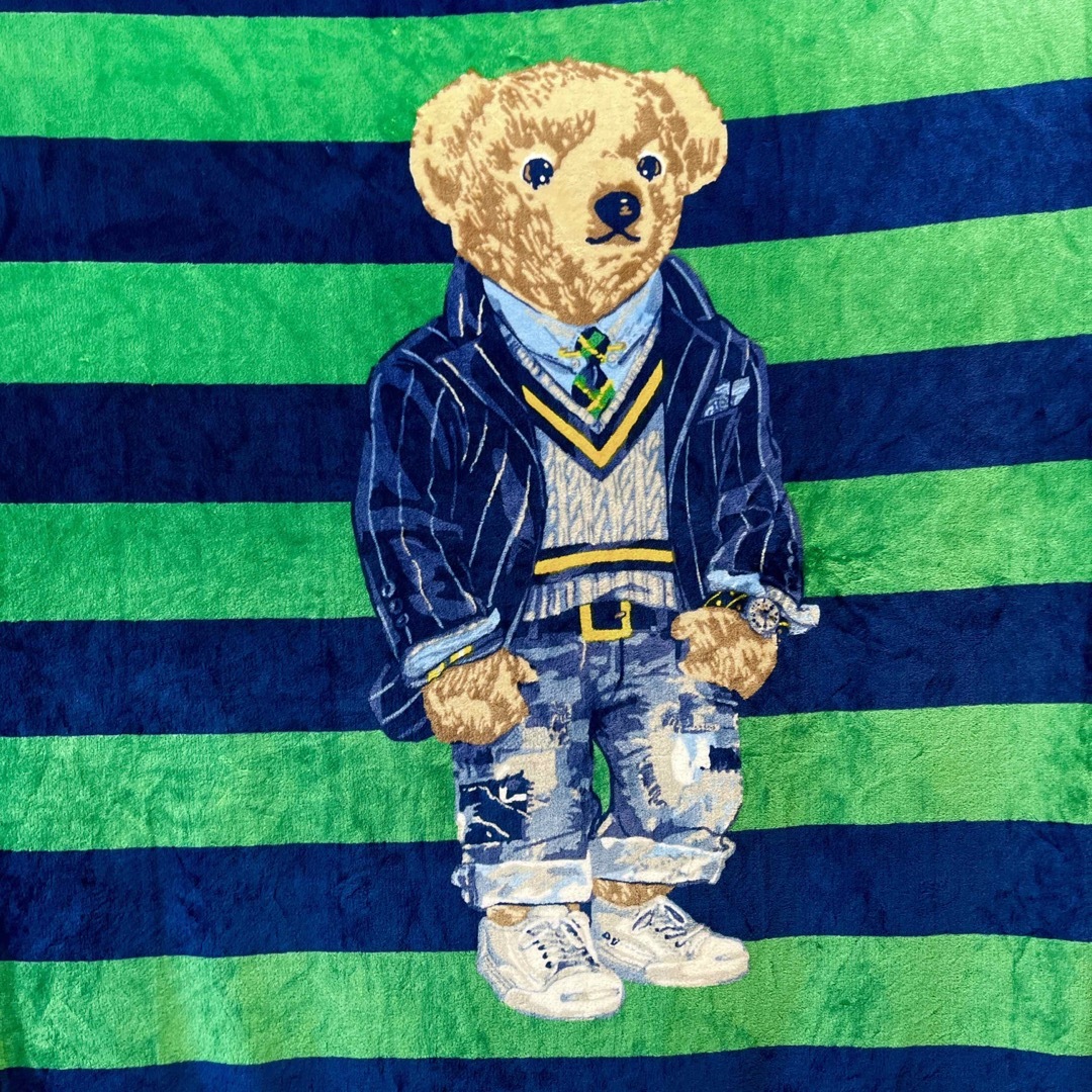 POLO RALPH LAUREN(ポロラルフローレン)のポロ ラルフローレン ブランケット POLO bear ポロベア クマ 毛布青緑 インテリア/住まい/日用品の寝具(毛布)の商品写真