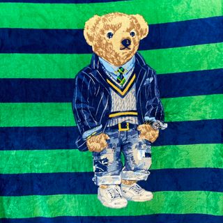 ポロ ラルフローレン ブランケット POLO BEAR ポロベア ボーダー 紺緑