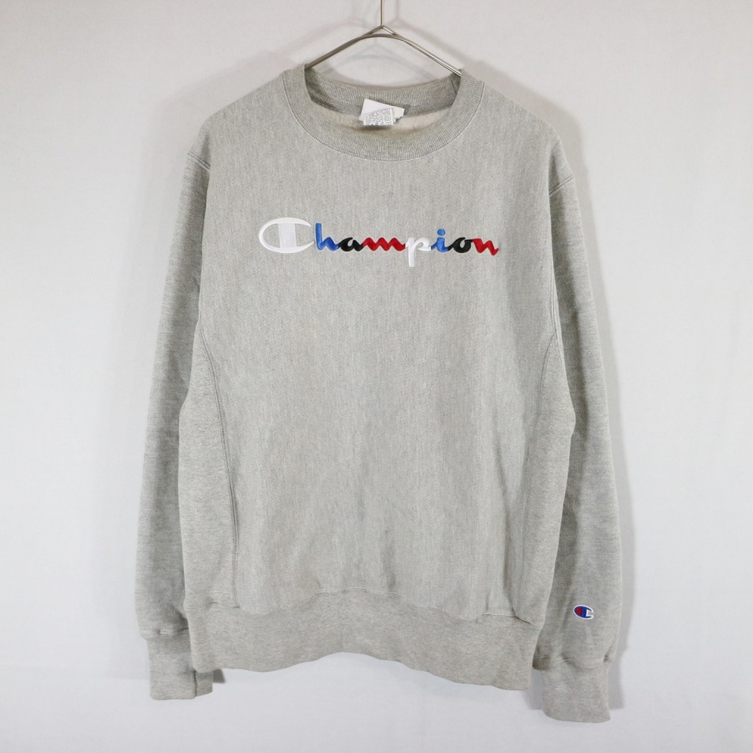 SALE/ Champion チャンピオン リバースウィーブ ブランドロゴ パーカー 防寒  刺繍  ストリート グレー (メンズ S)   N6934