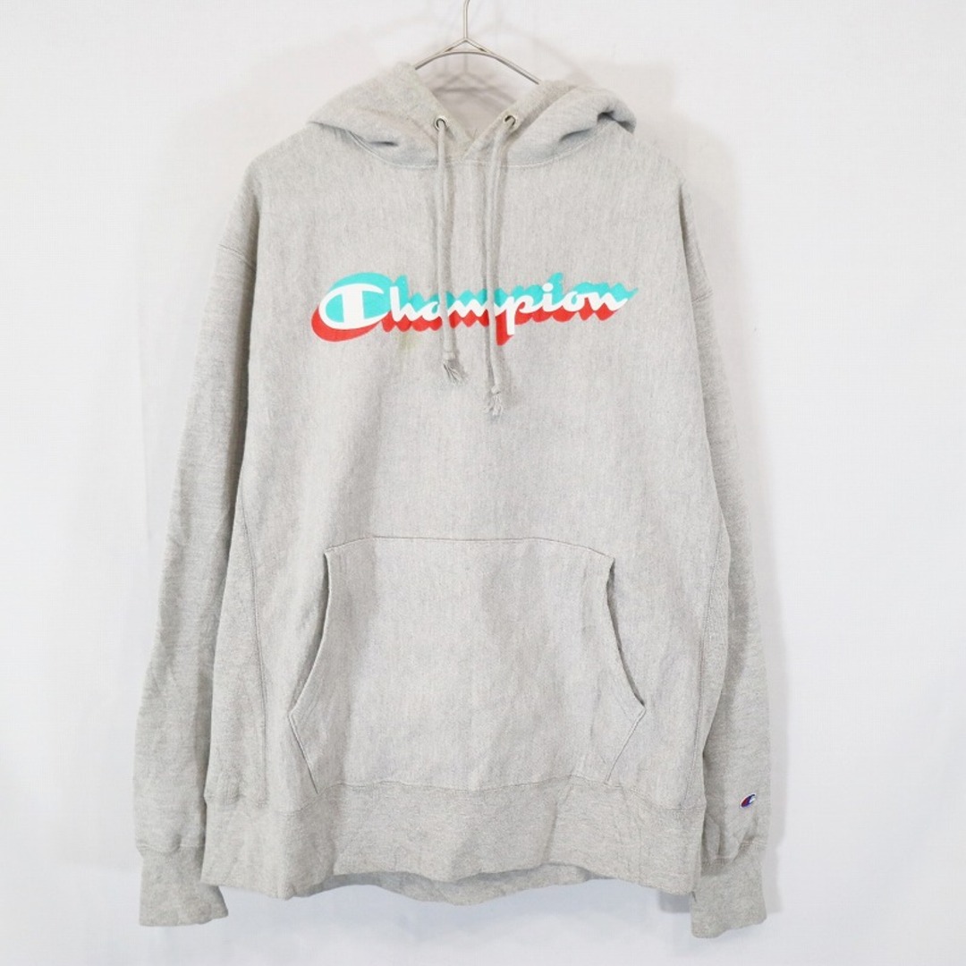 SALE/ Champion チャンピオン リバースウィーブ ブランドロゴ パーカー ストリート グレー (メンズ L)   N6948