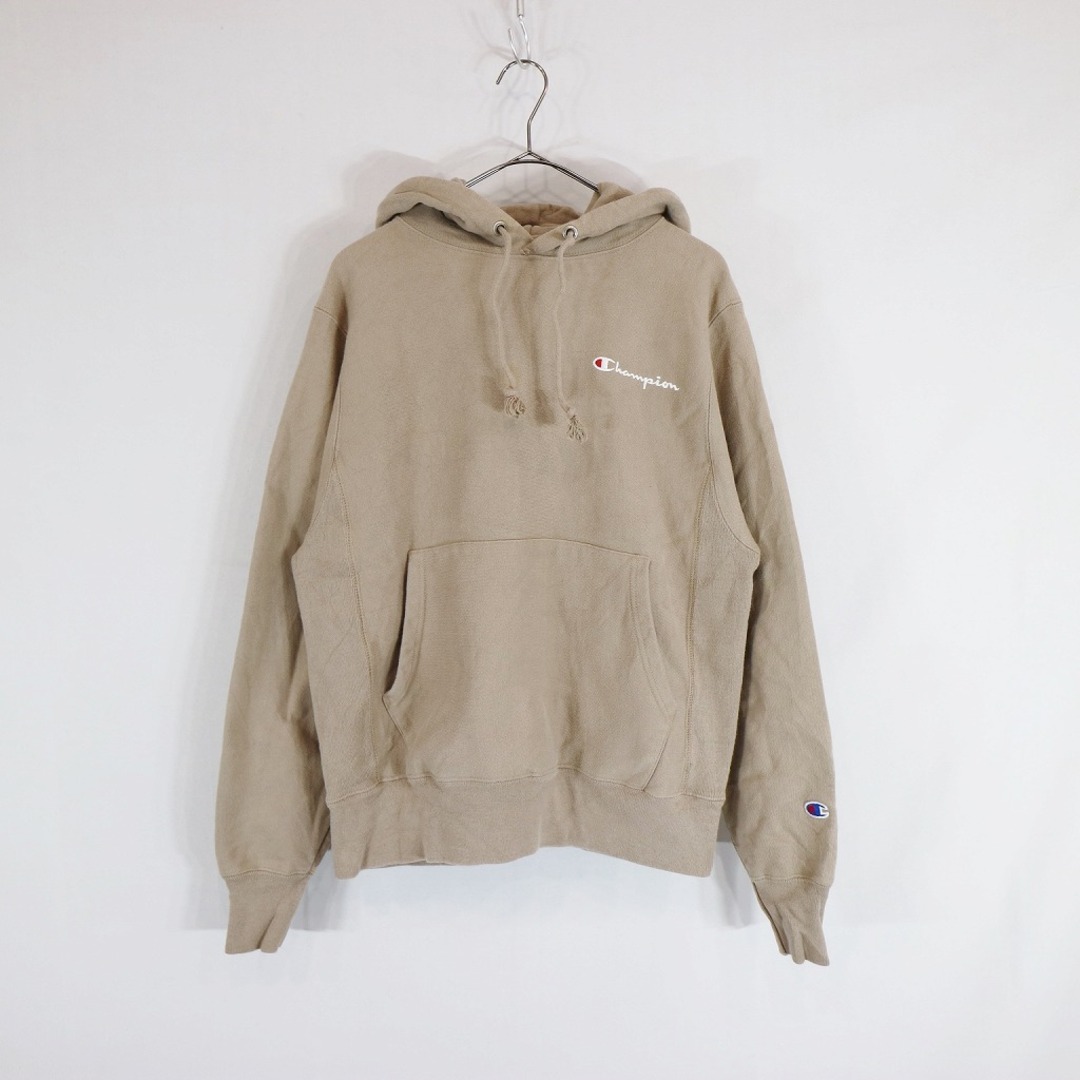 SALE/ Champion チャンピオン REVERSEWEAVE リバースウィーブ ワンポイントロゴ パーカー ベージュ (メンズ SMALL)   N6973