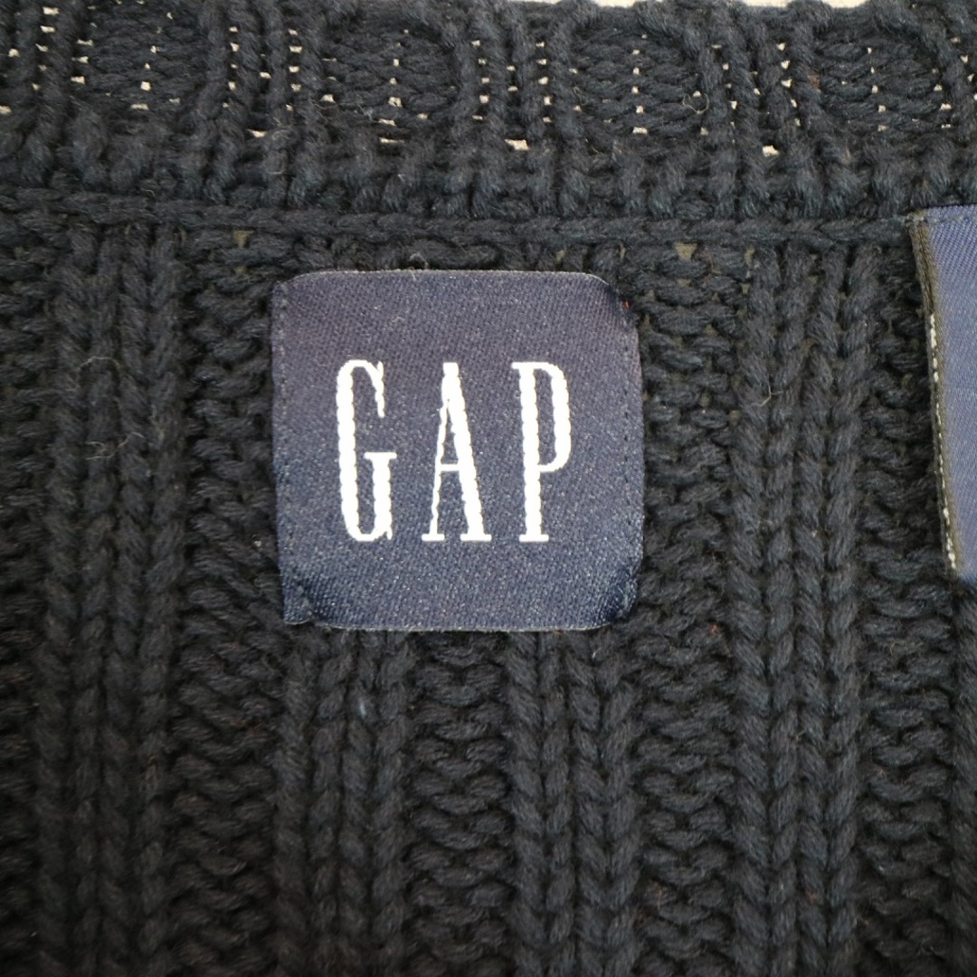 GAP(ギャップ)の2000年代 GAP ギャップ リブニット セーター ライン ネイビー クルーネック (メンズ L) 中古 古着 N6970 メンズのトップス(ニット/セーター)の商品写真