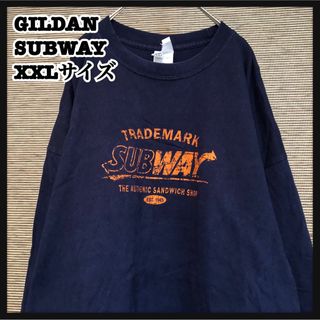 ギルタン(GILDAN)の【ギルダン】ロンT　サブウェイ　サンドイッチ　デカロゴ　企業ロゴ　紺色72(Tシャツ/カットソー(七分/長袖))