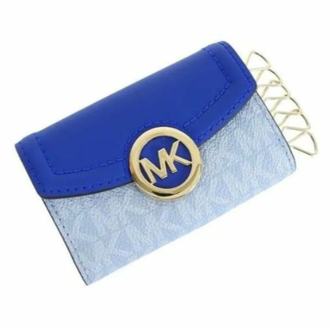 新品☆MICHAEL KORS ブルー シグネチャー レザー キーケース