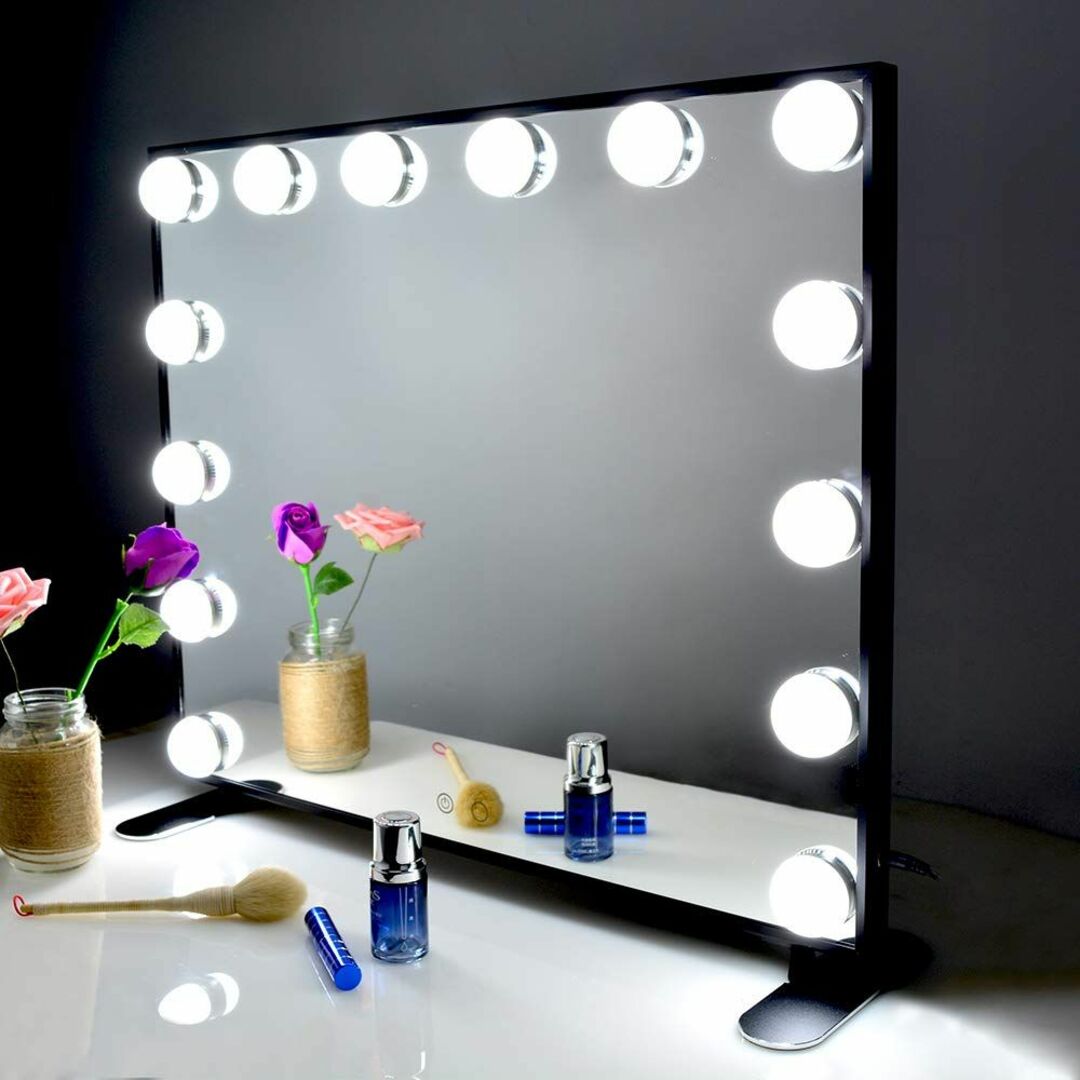 Wonstart 女優ミラー 化粧鏡 ハリウッドスタイル 14個LED電球付き コフレ/メイクアップセット