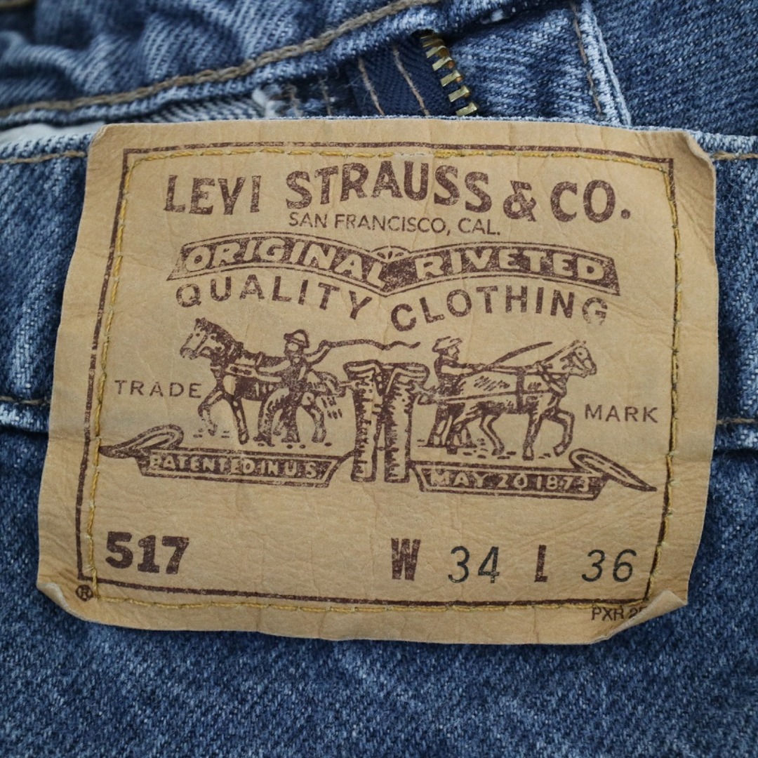 Levi's(リーバイス)の80年代 USA製 Levi's リーバイス 517 デニムパンツ アメカジ オレンジタブ フレア ブルー (メンズ 34×36) 中古 古着 N7048 メンズのトップス(ジャージ)の商品写真