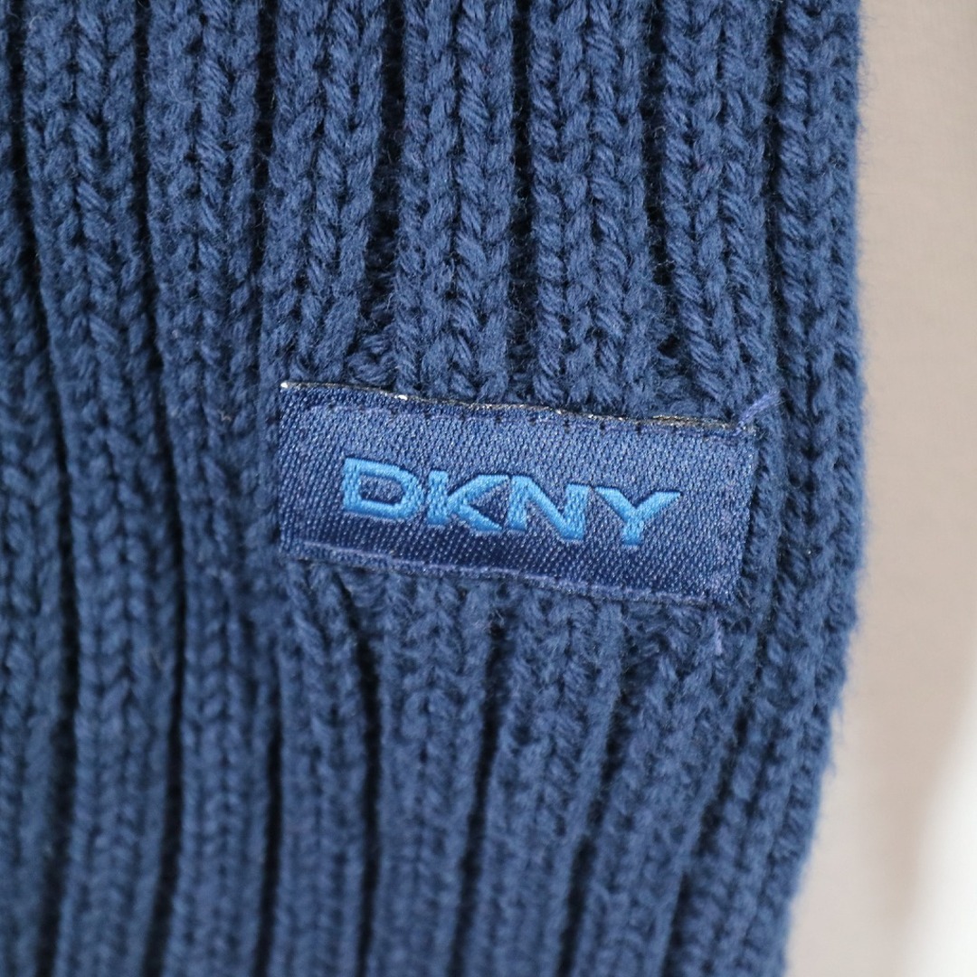 SALE/ DKNY ダナキャランニューヨーク リブニット セーター 防寒 秋冬 クルーネック 無地 ネイビー (メンズ XL)   N7049