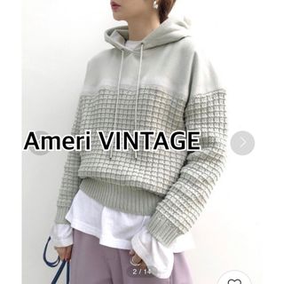 アメリヴィンテージ(Ameri VINTAGE)のAmeriアメリヴィンテージNEEDLE PUNCH KNITパーカー★グリーン(パーカー)