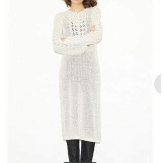 マウジー(moussy)のmoussy ニットドレス　ニットワンピース　鍵編み　ワンピース　マキシワンピ(ロングワンピース/マキシワンピース)