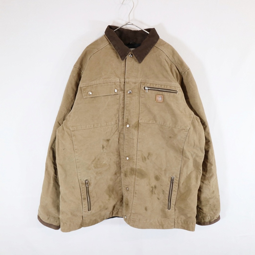 SALE/ メキシコ製 Carhartt カーハート マルチポケットサンドストーン ジャケット 大きいサイズ  ワーク ベージュ (メンズ 2XL)  N7125