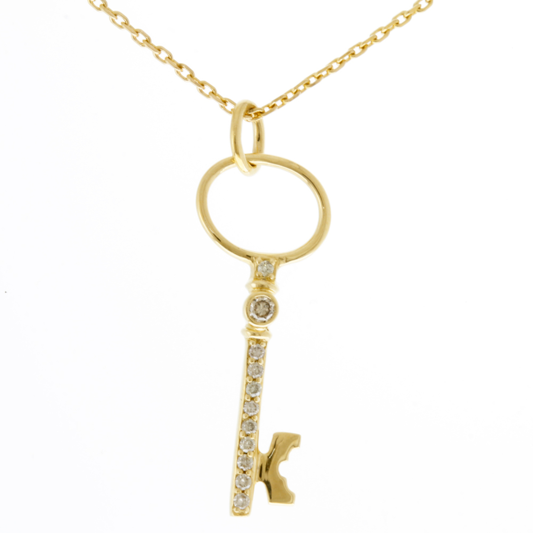 ネックレス 鍵 キー 18金 K18イエローゴールド ダイヤモンド 0.14ct