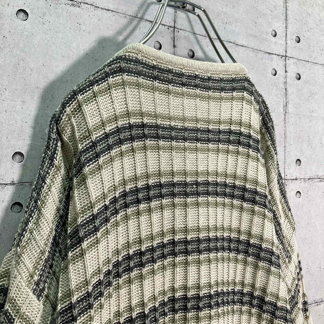 ART VINTAGE(アートヴィンテージ)の【US古着】VINTAGE デザインニット ラミーコットン ヘンリーネック XL メンズのトップス(ニット/セーター)の商品写真