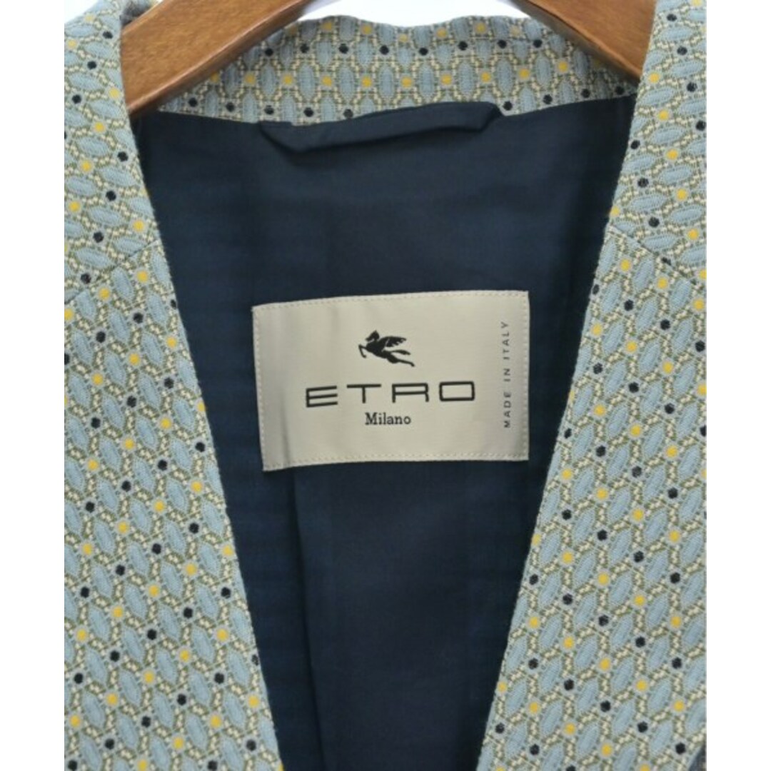 ETRO エトロ テーラードジャケット 42(M位) 水色x黄(総柄) | www