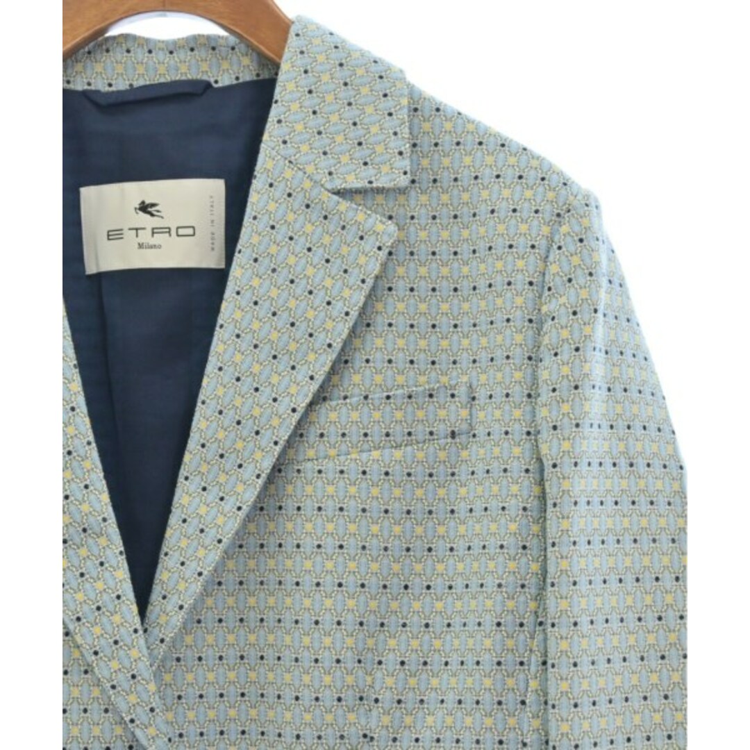 ETRO エトロ テーラードジャケット 42(M位) 水色x黄(総柄) | www