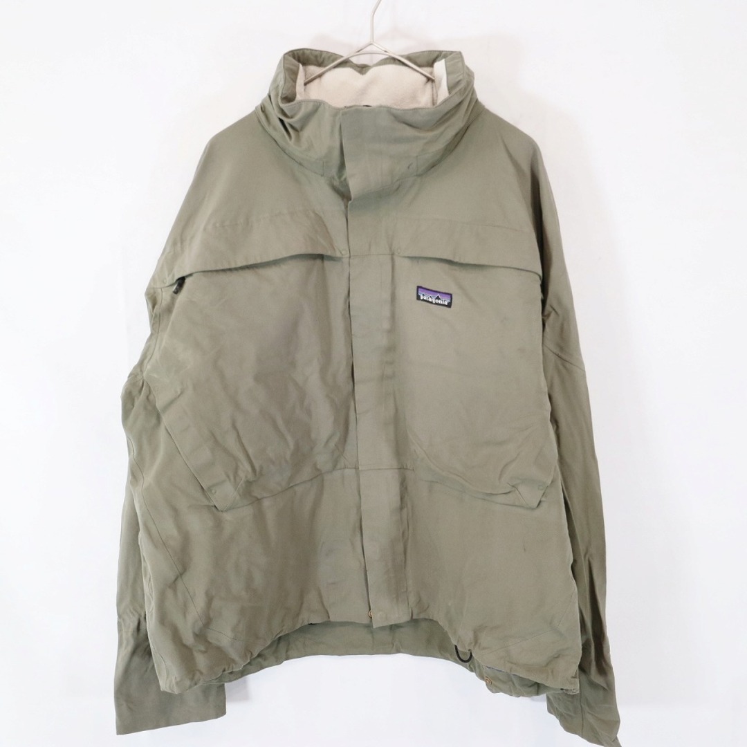 SALE/ patagonia パタゴニア ナイロン ジャケット 防水  防風  アウトドア ワンポイントロゴ カーキ (メンズ L)   N7162