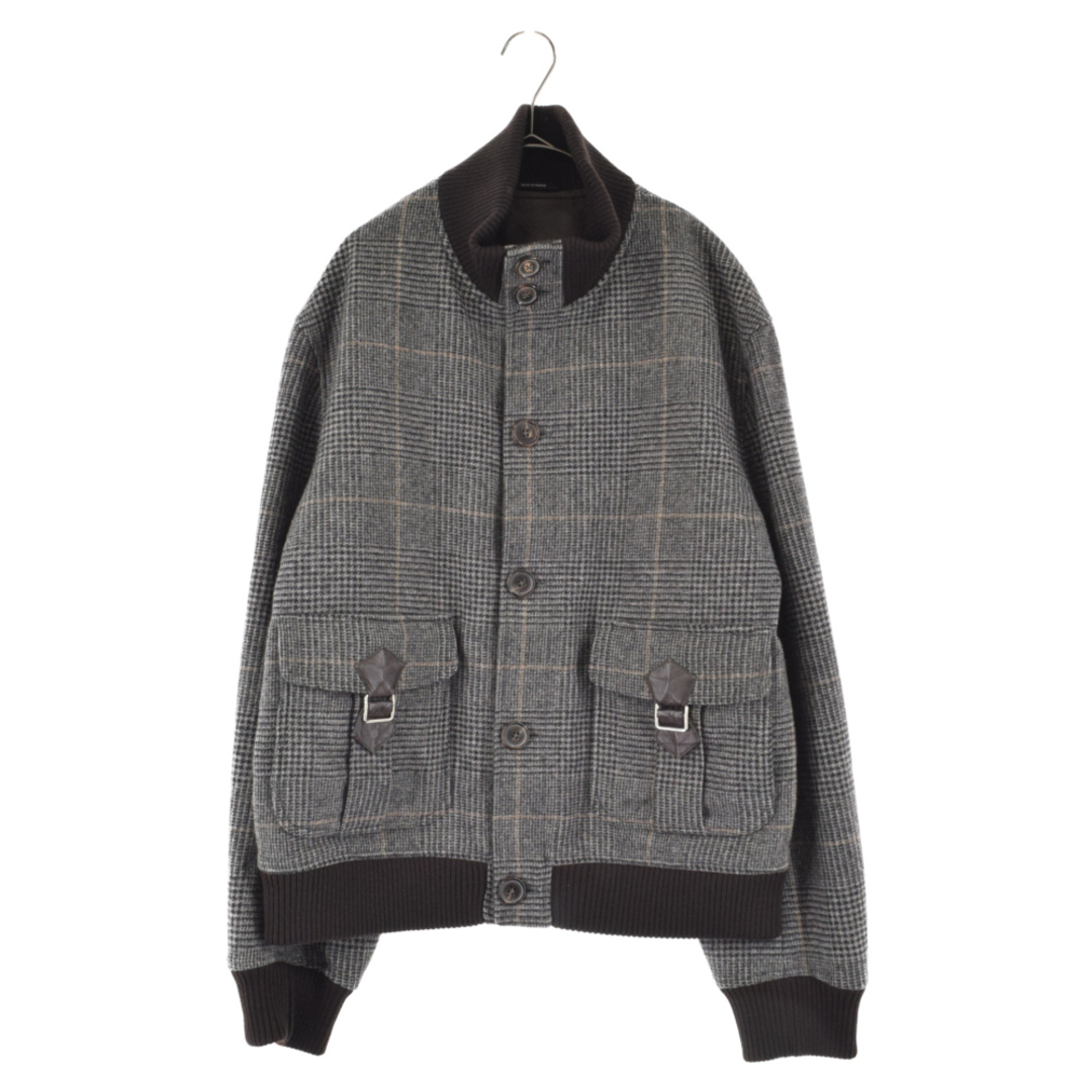 HERMES エルメス BOMBER WOOL JACKET チェック柄 ウールジャケット ブルゾン ブラウン