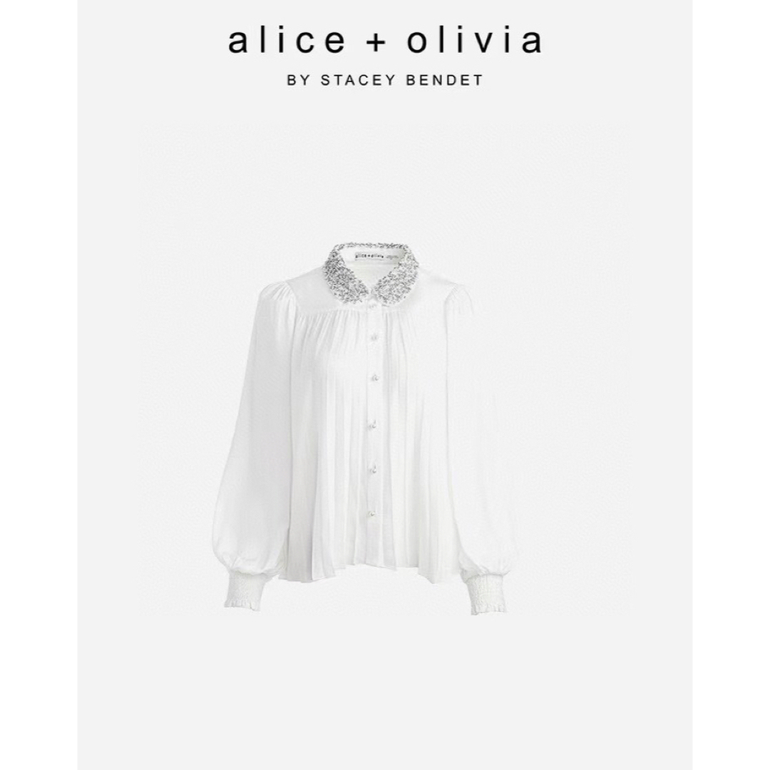 Alice+Olivia(アリスアンドオリビア)の❤️★Alice olive 新作新品　白　ビジュー　長袖ブラウス　オシャレ レディースのトップス(シャツ/ブラウス(長袖/七分))の商品写真