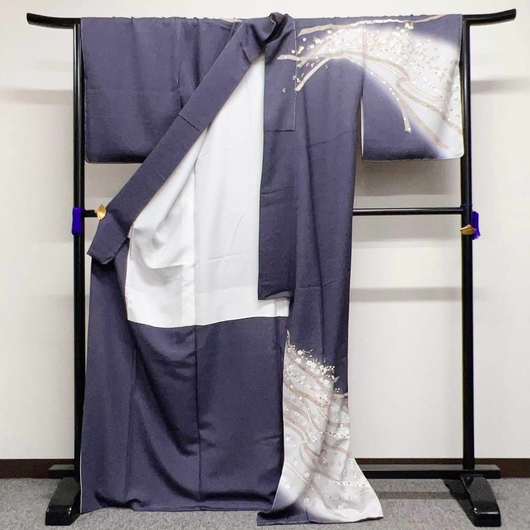 熨斗に様々な花模様の訪問着 着物- 夏琉球 紗紬反物 まずいわ屋