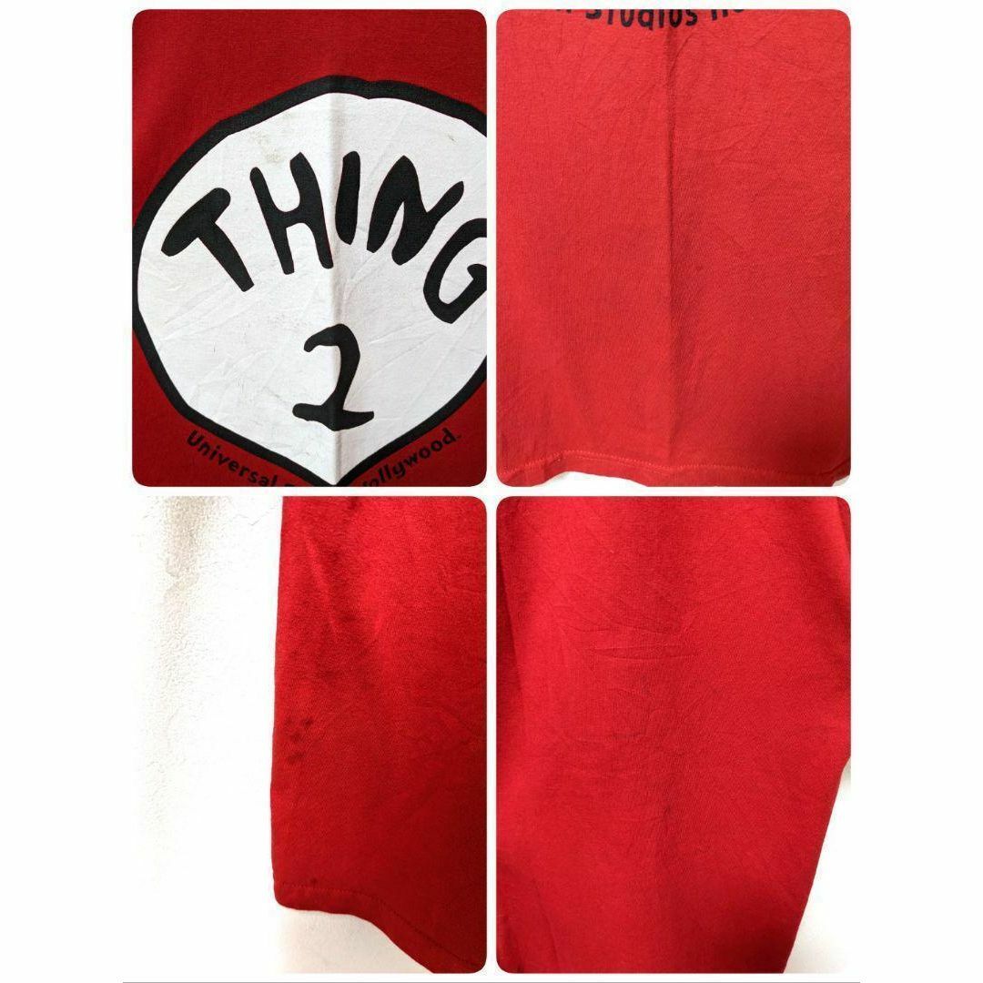 USJ(ユニバーサルスタジオジャパン)のユニバーサルスタジオジャパン THING2 ロゴ Tシャツ レッド赤色L古着 メンズのトップス(Tシャツ/カットソー(半袖/袖なし))の商品写真