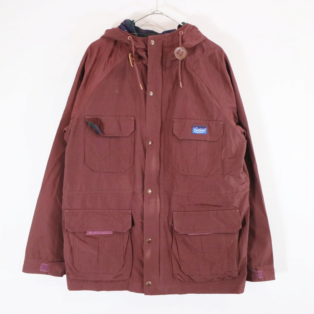 SALE/ PenField マウンテンパーカー 裏地チェック 防寒  防風  アウトドア キャンプ ワインレッド (メンズ L)   N7249