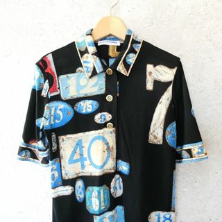 良品 綺麗 LEONARD PARIS 総柄 シルク100% 半袖 シャツ