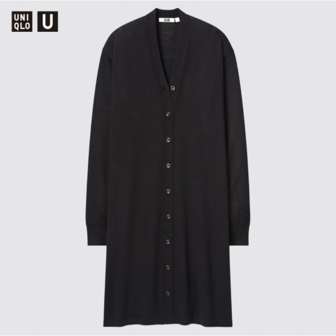 UNIQLO(ユニクロ)の新品　ユニクロ　ユー　メリノブレンドロングカーディガン（長袖） S　ブラック レディースのトップス(カーディガン)の商品写真