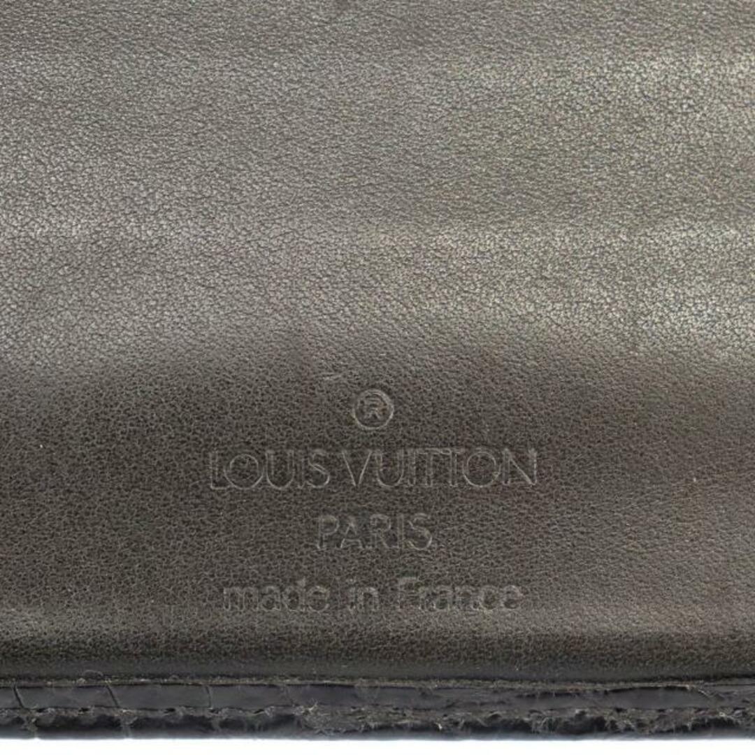 ルイヴィトン 札入れ 二つ折り長財布  クロコ ブラック レザー LOUIS VUITTON  | ブランド小物 ロングウォレット 黒 ルイビトン メンズ ファッション ビジネスシーン ABランク