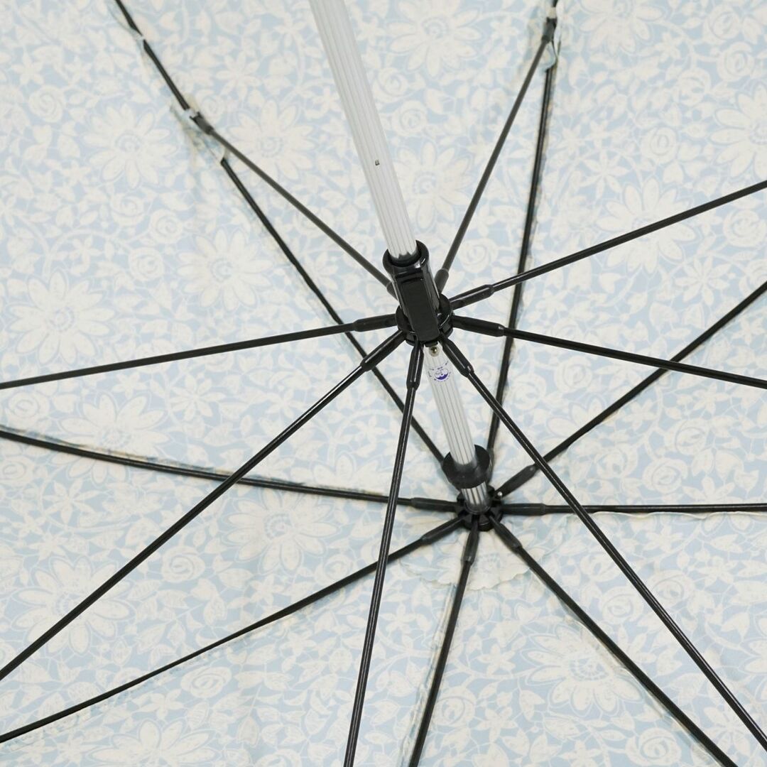 NINA RICCI(ニナリッチ)のNINA RICCI ニナリッチ 傘 USED美品 フラワープリント 花 グラスファイバーフレーム ブルー 60cm T   A0119 レディースのファッション小物(傘)の商品写真