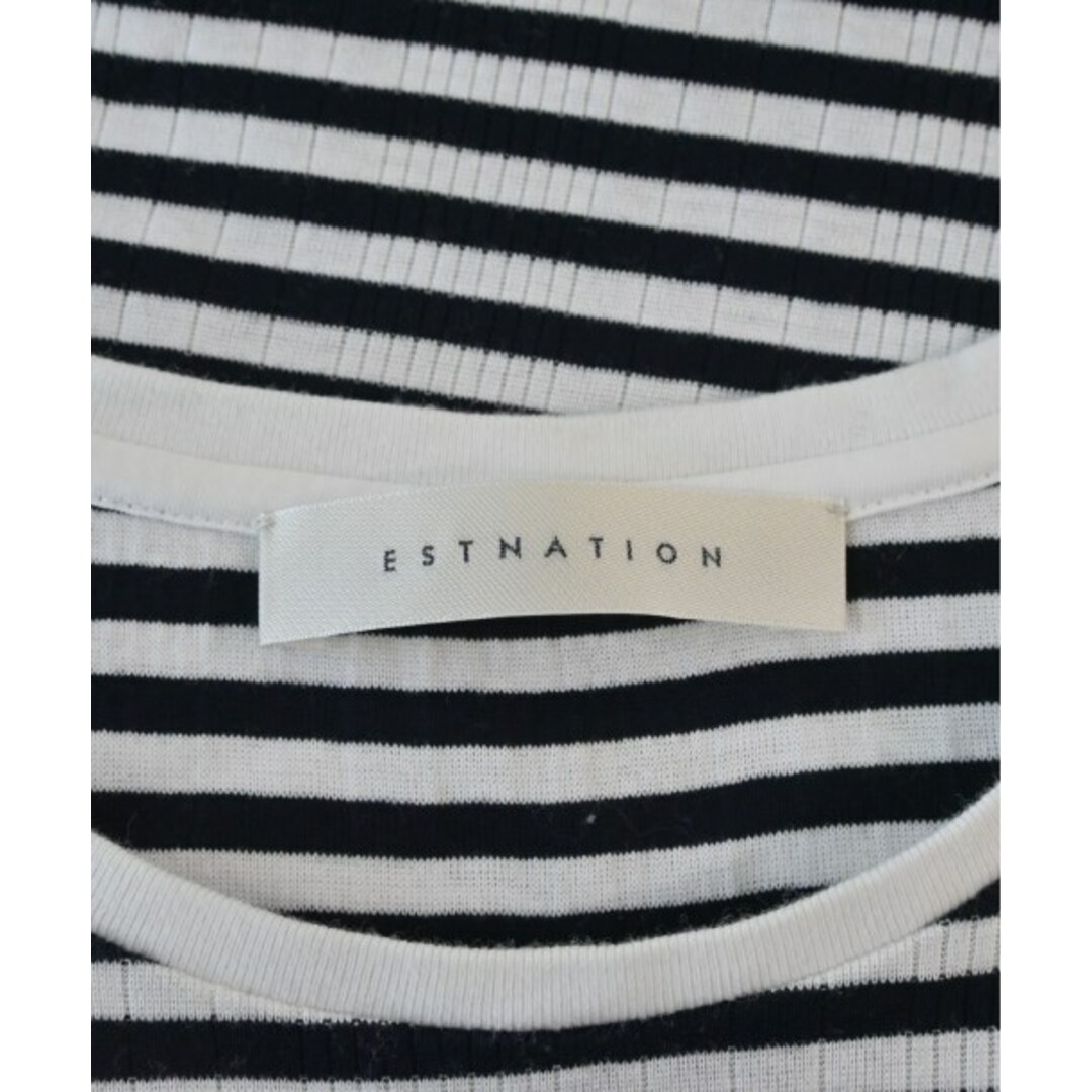 ESTNATION(エストネーション)のESTNATION Tシャツ・カットソー 38(M位) 黒x白(ボーダー) 【古着】【中古】 レディースのトップス(カットソー(半袖/袖なし))の商品写真