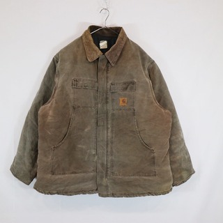 90年代 Carhartt カーハート ワークジャケット ダック生地 防寒 ワーク ブラウン (メンズ Mサイズ相当)   N7340