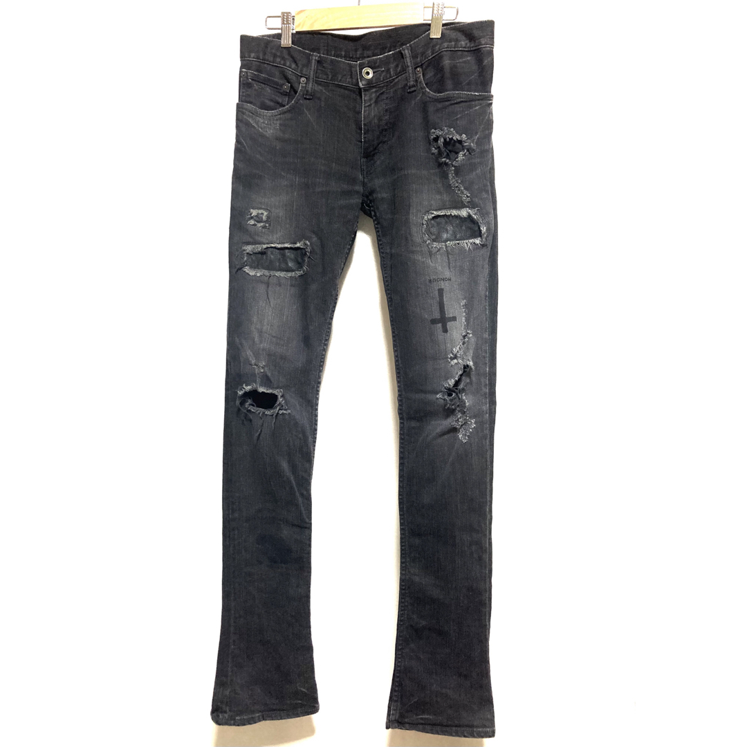 lgb S-WOLF/BR+L レザーパッチデニム クロスプリント 29-