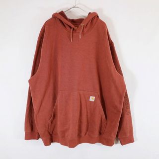 カーハート(carhartt)のSALE/ Carhartt カーハート ロゴプリント パーカー 大きいサイズ オレンジブラウン (メンズ 3XL) 中古 古着 N7351(パーカー)