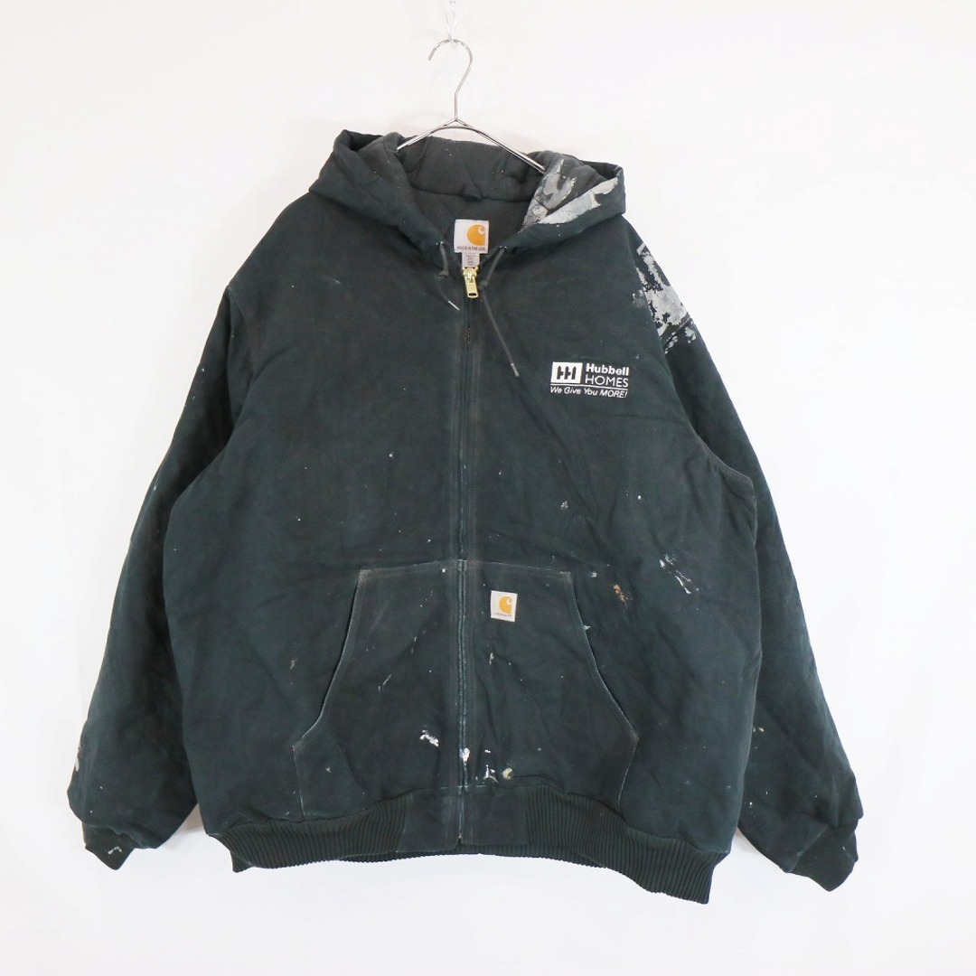 90年代 USA製 Carhartt カーハート フーデッドジャケット ダック生地 防寒  ワーク ブラック (メンズ 2XL)   N7339