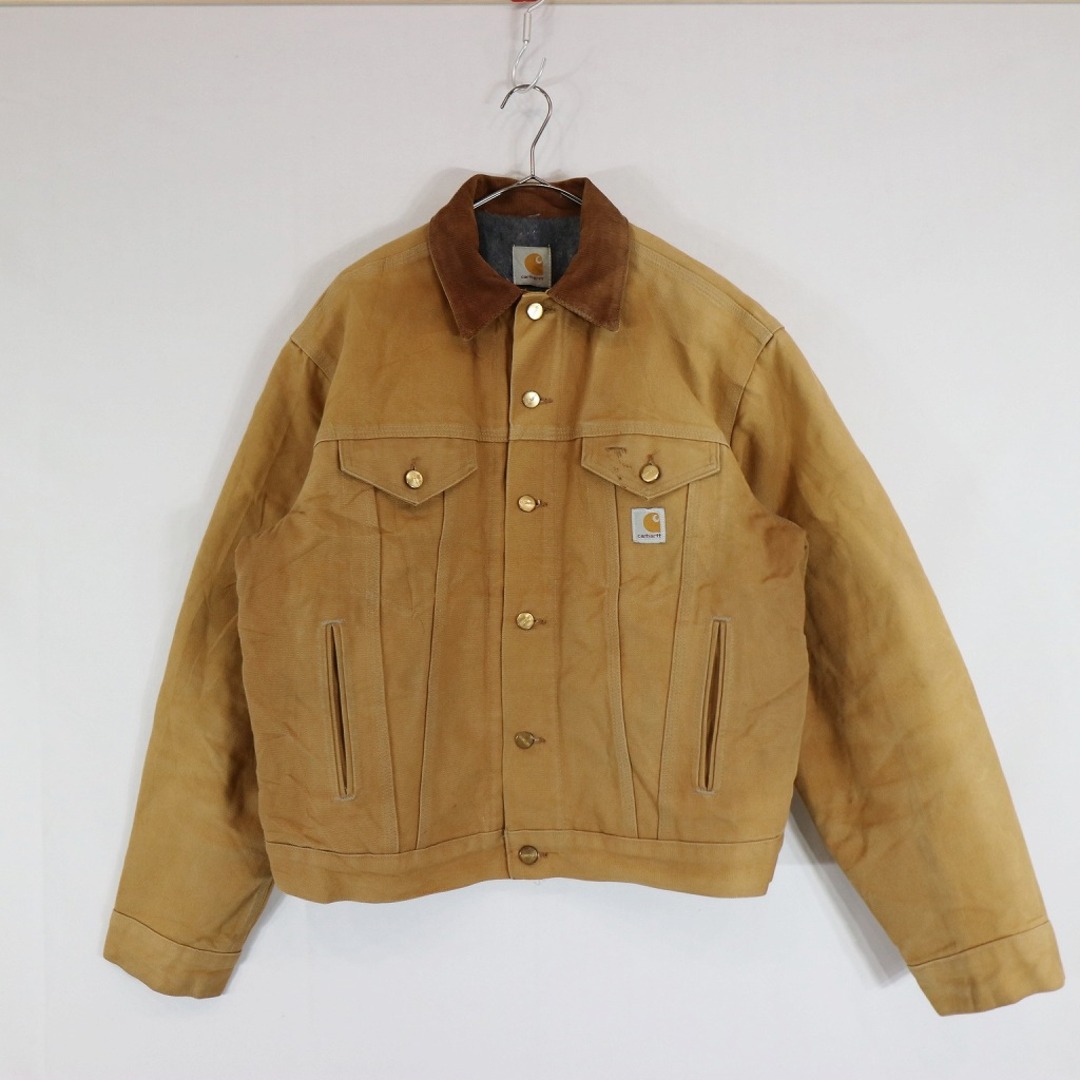 90年代 Carhartt カーハート ワークジャケット ダック生地 防寒 ワーク ブラウン (メンズ Mサイズ相当)   N7340色ブラウン