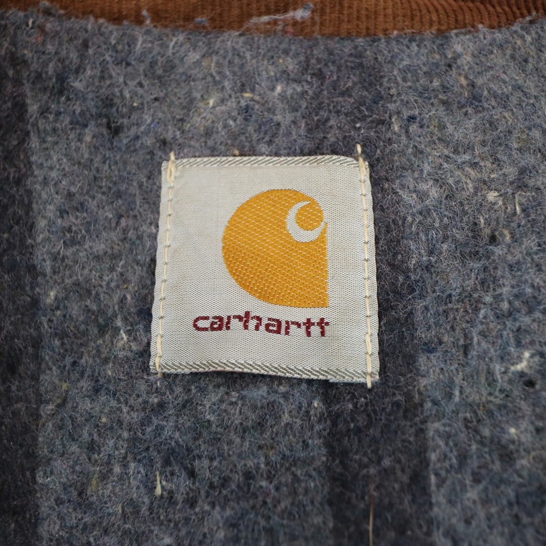 carhartt(カーハート)の90年代 Carhartt カーハート ワークジャケット ダック生地 防寒 ワーク ブラウン (メンズ Mサイズ相当) 中古 古着 N7340 メンズのジャケット/アウター(その他)の商品写真