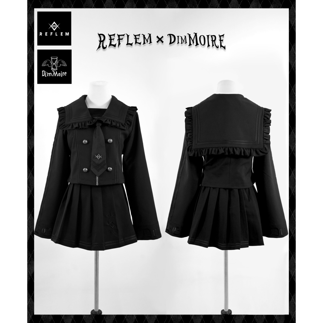 REFLEM×DimMoire ロゴ刺繍セーラー セットアップ 黒×黒