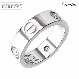 カルティエ(Cartier)のカルティエ Cartier ラブ #51 リング ハーフ ダイヤ 3P K18 WG ホワイトゴールド 750 指輪【証明書付き】 VLP 90197265(リング(指輪))