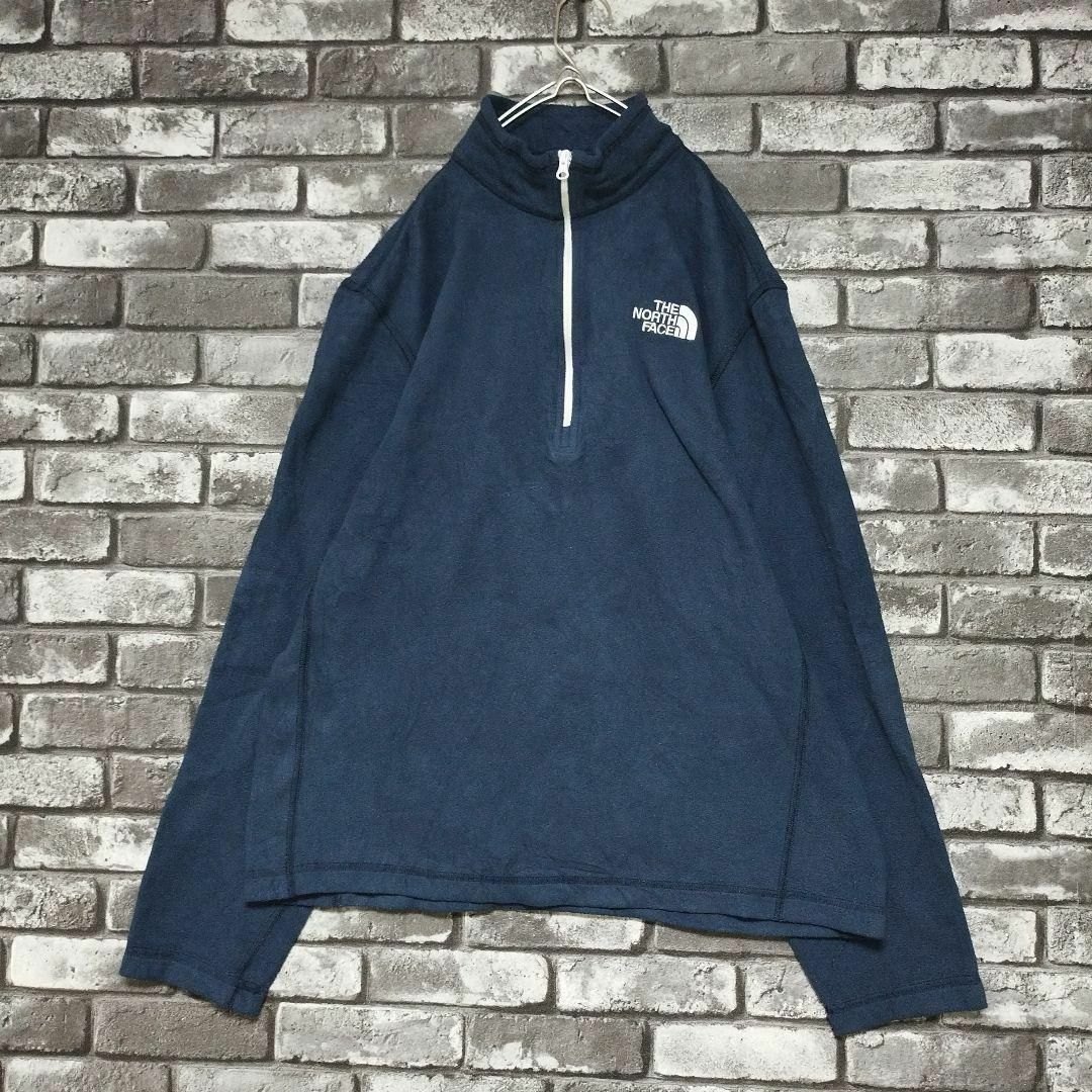 THE NORTH FACE(ザノースフェイス)のザノースフェイスNORTHFACE刺繍ワンポイントロゴハーフジップネイビー長袖M メンズのトップス(スウェット)の商品写真